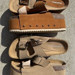 INTENTIONALLY BLANK Brown and Tan Platform Sandals